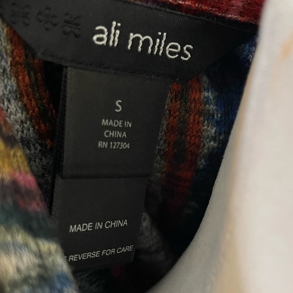 Ali Miles Black/Jewel Tones FUNKY ABSTRACT ART Knit Wire Collar Jacket S - Picture 7 of 11